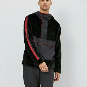 NWT Hooded Faux Fur & Nylon Pullover Jacket